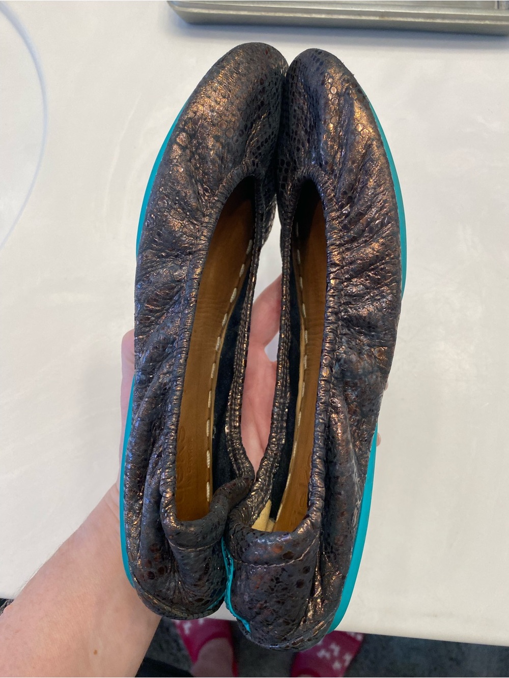 Tieks Women's Metallic Textured Ballet Flats in Ember - Picture 5 of 8